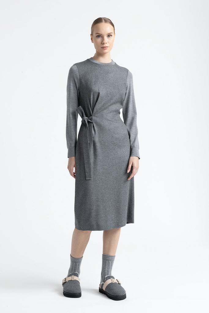 Viscose and wool flannel midi dress  