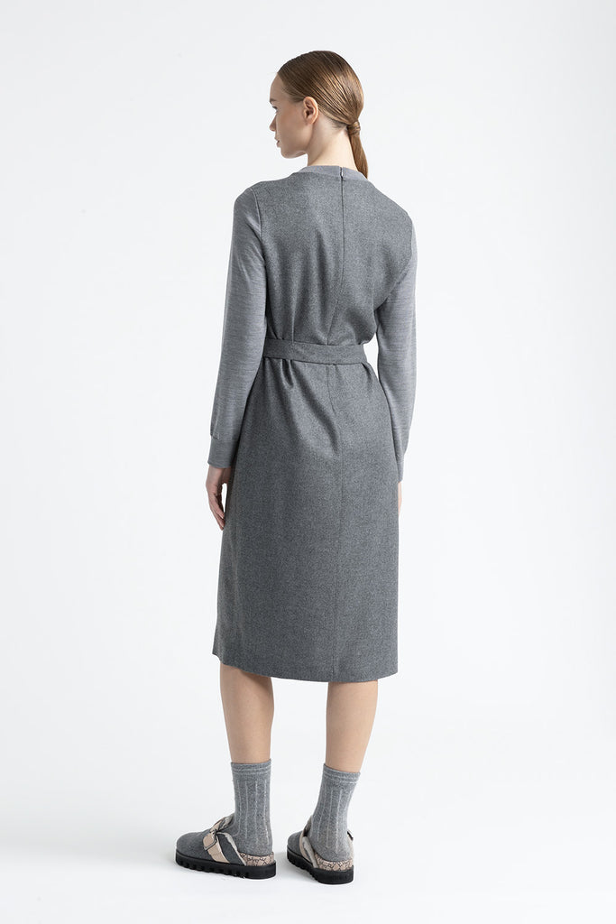 Viscose and wool flannel midi dress  