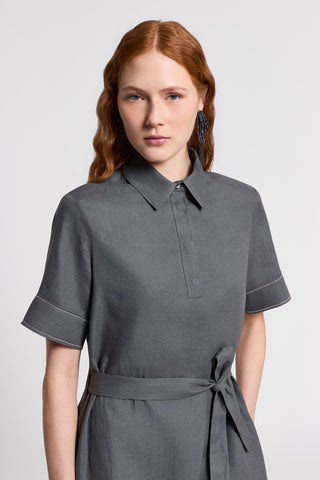 Pure linen shirt dress