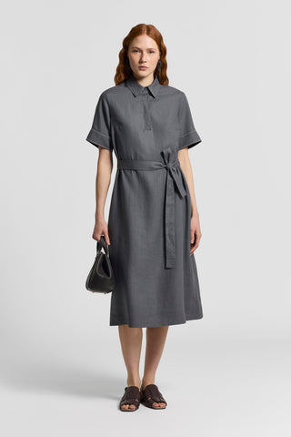 Pure linen shirt dress