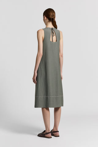 Viscose linen twill midi dress