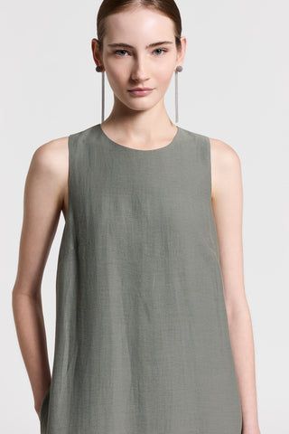 Viscose linen twill midi dress