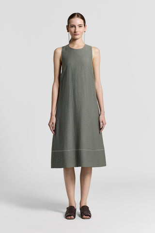 Viscose linen twill midi dress