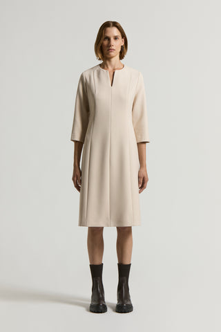 Two-way-stretch technical double fabric sheath dress