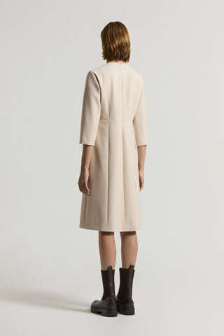 Two-way-stretch technical double fabric sheath dress
