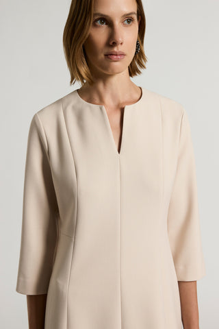 Two-way-stretch technical double fabric sheath dress