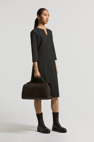 Two-way-stretch technical double fabric sheath dress