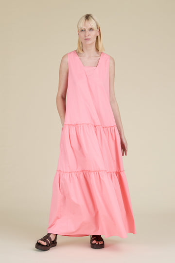 Long dress in cotton satin sail touch  