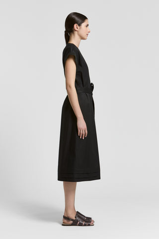 Abito midi con scollo a V in cotone mano vela