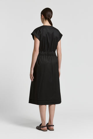Sail-hand cotton midi dress with V-neck
