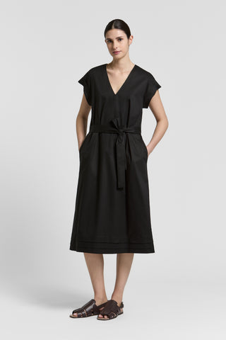 Abito midi con scollo a V in cotone mano vela
