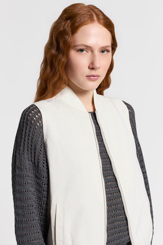 Gilet in taffetà tecnico e tricot
