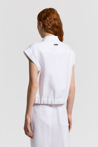 Pure linen gabardine vest