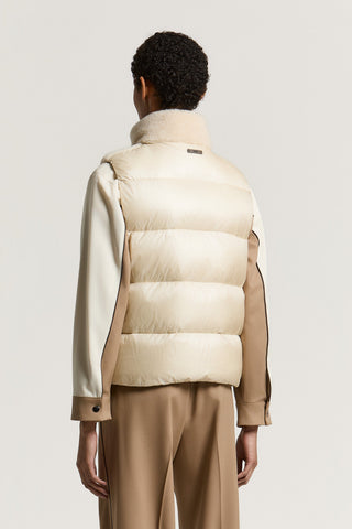 Gilet in piuma con shearling di lana e seta