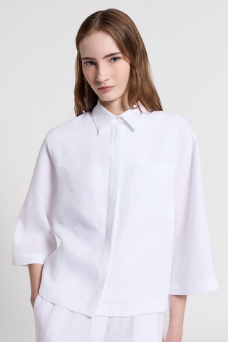 Pure linen 3/4-sleeve shirt