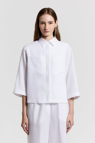 Pure linen 3/4-sleeve shirt