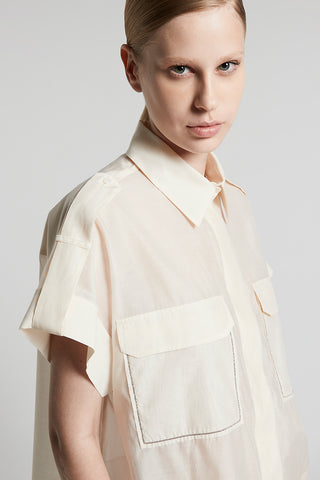 Matt silk-cotton organza shirt