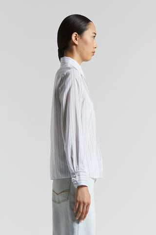 Cotton silk habotai multi-striped shirt