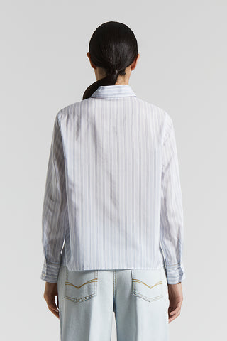 Cotton silk habotai multi-striped shirt