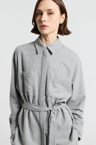Carded cashmere wool gauze shirt