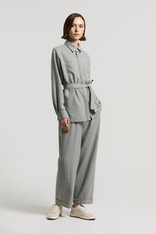 Carded cashmere wool gauze shirt