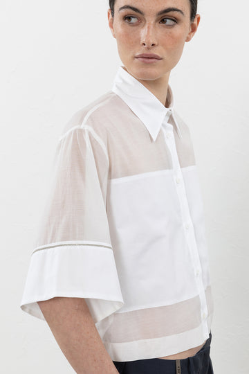 Cotton poplin and silk organza shirt  