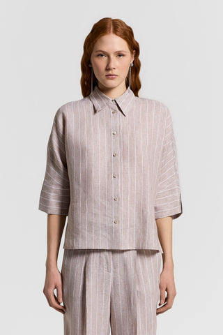 Pinstripe melange linen shirt