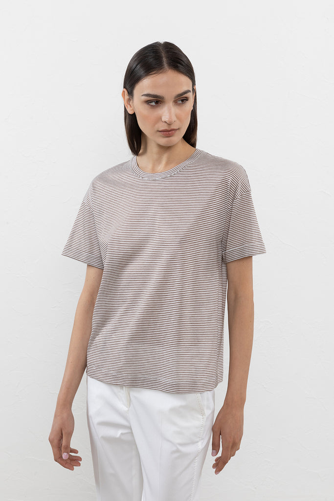 Light striped jersey T-shirt with Punto Luce  