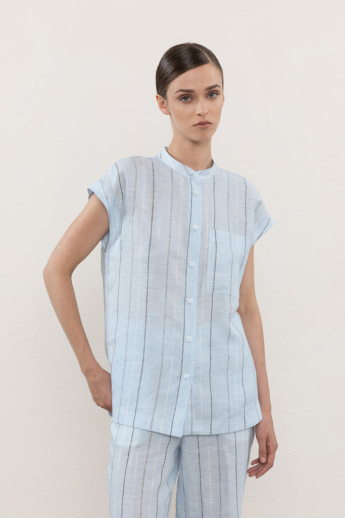Multi-stripe pure linen shirt  