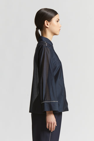 Cotton organza and matt silk shirt