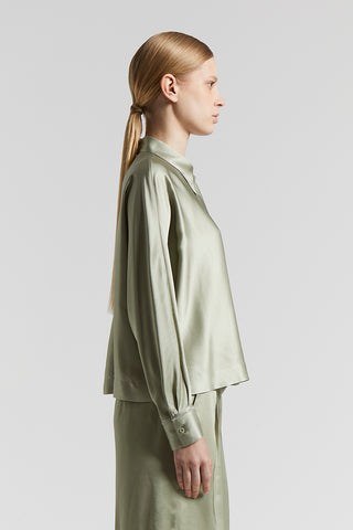 Viscose satin shirt with kimono sleeves