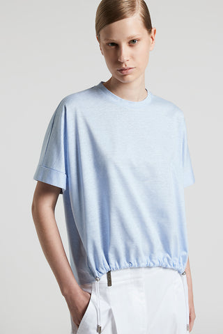 Slub cotton linen piqué jersey t-shirt