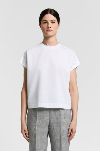 T-shirt in jersey di cotone e lino