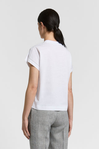 T-shirt in jersey di cotone e lino