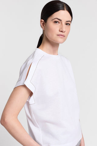 T-shirt in jersey di cotone e lino