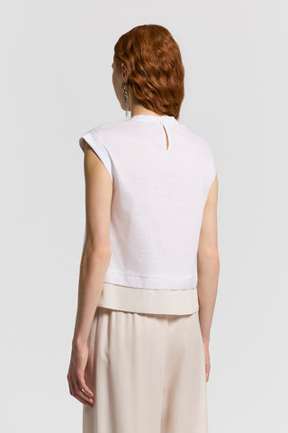 Slub linen and cotton piqué T-shirt