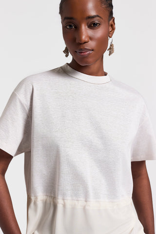 T-shirt in lino, cotone e seta