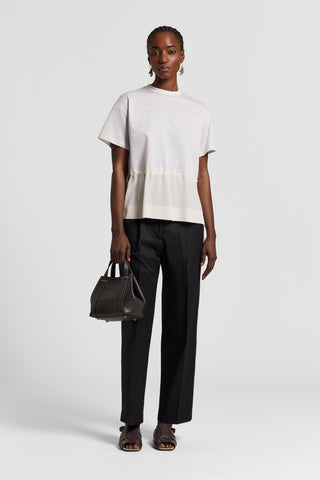 T-shirt in lino, cotone e seta
