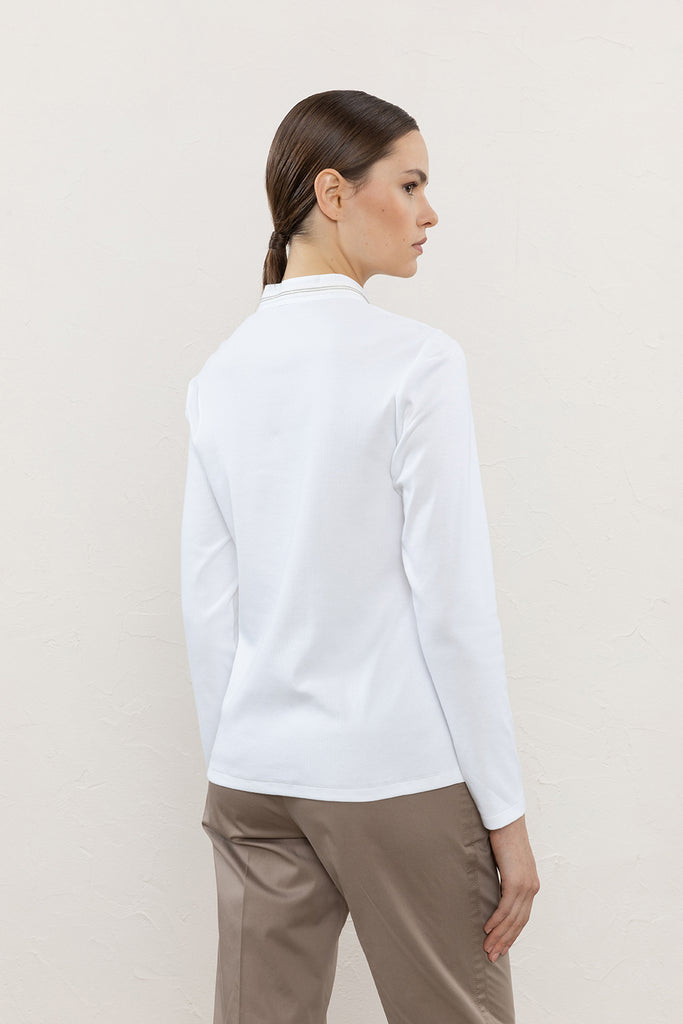 Cotton poplin and fine ribbed jersey shirt  