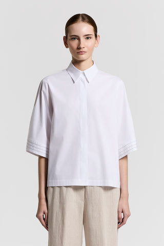 Cotton poplin shirt with 3/4 sleeves