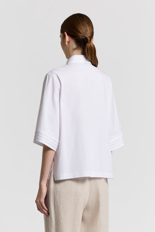 Cotton poplin shirt with 3/4 sleeves