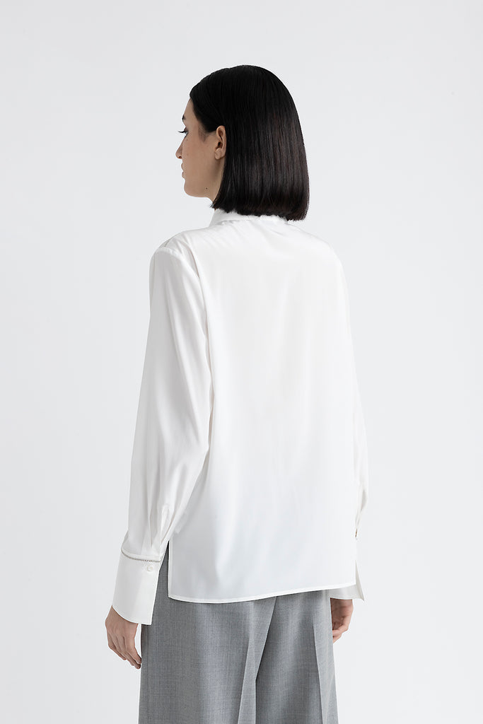 Silk shirt with Punto Luce trim  