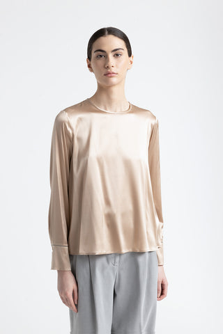 Silk satin shirt with Punto Luce  