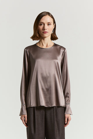 Blusa in raso di seta stretch