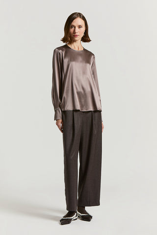 Blusa in raso di seta stretch