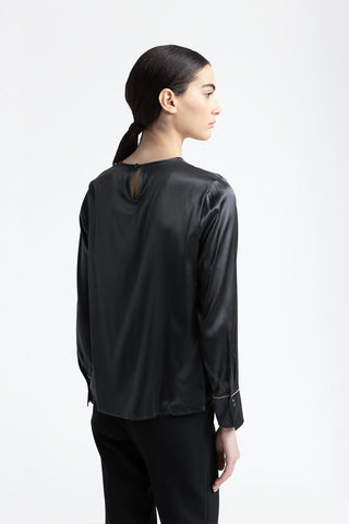 Silk satin shirt with Punto Luce  