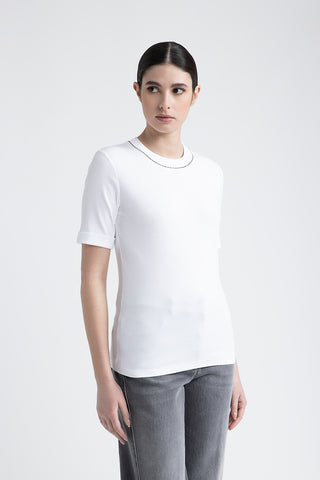 Jersey T-shirt with Punto Luce trim  