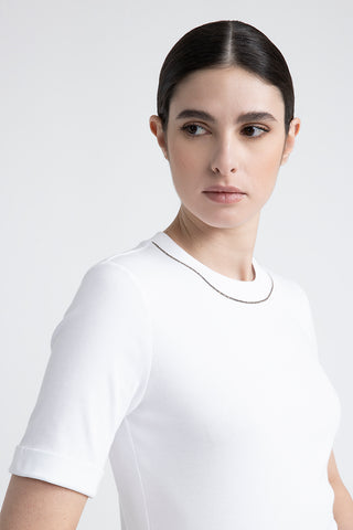 Jersey T-shirt with Punto Luce trim  