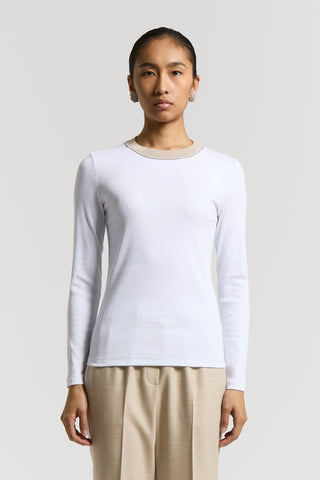 Stretch micro-rib and cotton jersey T-shirt
