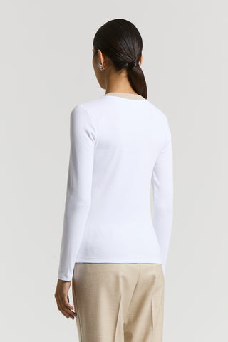 Stretch micro-rib and cotton jersey T-shirt